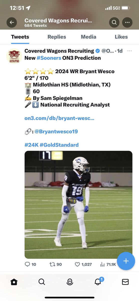 rickalous88's tweet image. The amount of Momentum the Oklahoma Sooners are picking up headed into this years spring game is insane! I was hoping to get 2 or 3 commitments and enjoy a great spring game. Now the ball is rolling down hill and I hope it doesn’t stop anytime soon! #boomer #24k #SpringGame23