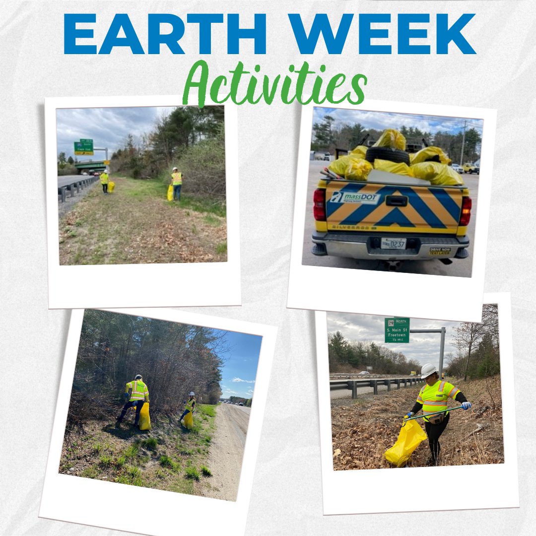 MassDOT's tweet photo. This week #MassDOT Highway District 5 crews performed litter clean up along Rt. 140, Rt. 24, and I-495 in #Freetown #Lakeville #Taunton, #Berkley, and #Middleboro. #MAEarthWeek https://t.co/NnFjAmYIOq