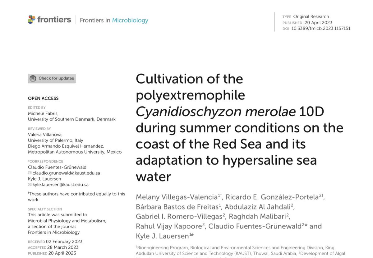 Barbara_C_F's tweet photo. Is there a best way to start the break than with a paper out? I don't think so🤓😍
Our paper about the pilot scale Cyanidioschyzon merolae cultivation during #Saudi summer and its adaptation to the #Red Sea water is out😎
https://t.co/rKOvPOGkng https://t.co/tkPDWAvnL1