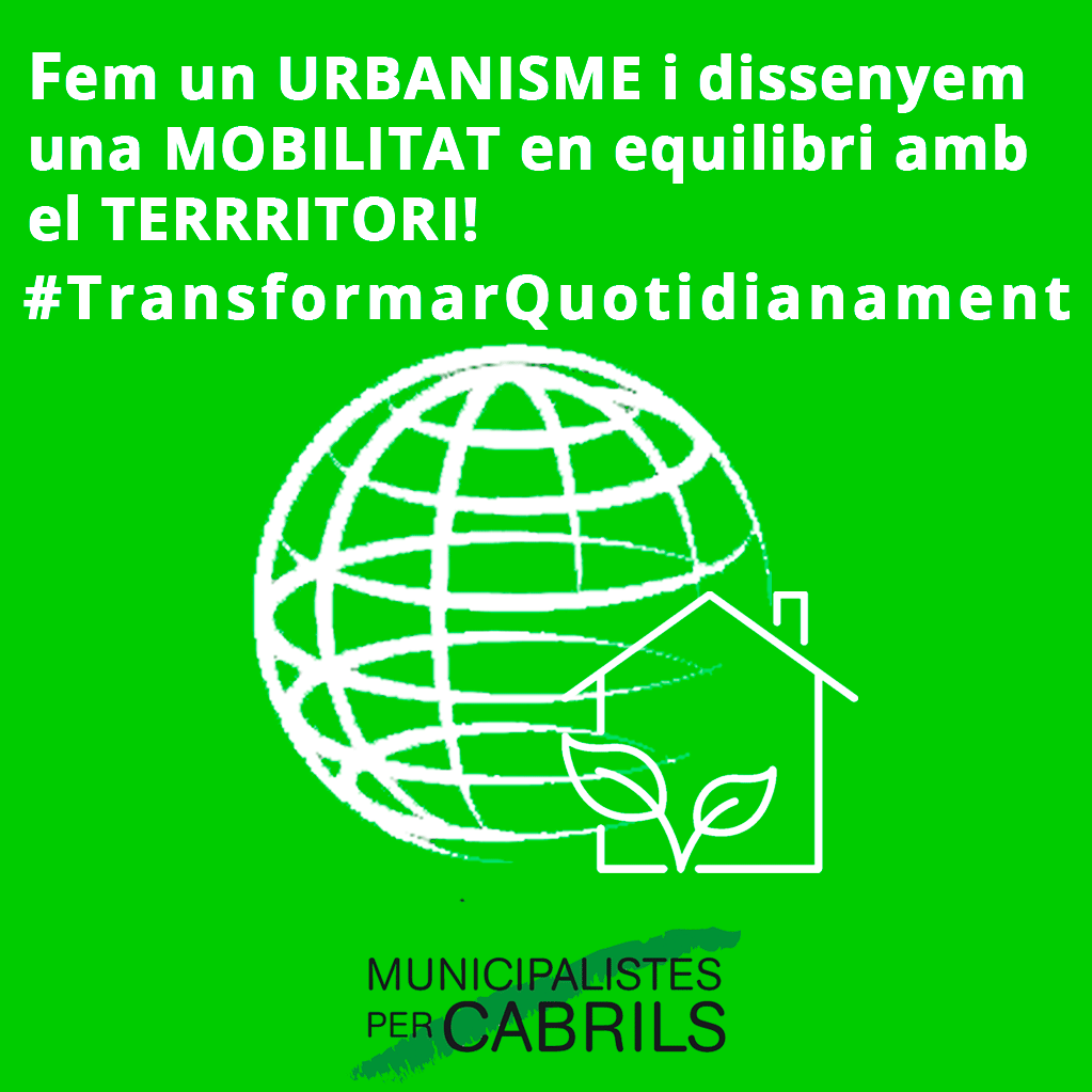 MUC_Cabrils's tweet photo. Si vols un #Cabrils diferent, si estàs cansada de conseqüències d'un urbanisme dispers  com l'oblit de determinats barris i problemes de connexió, t'esperem dilluns 24 a les 8 a l'Hotel d'Entitats  per definir accions per #TransformarQuotidianament!  #MUC  #municipalisme https://t.co/bbMf0Ha9TG