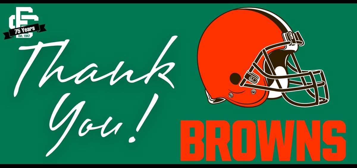ECHSPanthers's tweet photo. President Annie Heidersbach is delighted to announce terrific news about a $50,000 gift from the Cleveland Browns to Elyria Catholic in support of our bleacher replacement project in Dan Reaser Stadium. Read the full story at https://t.co/5M7S6dN46l. #EC75 https://t.co/j45Jb6GUXH