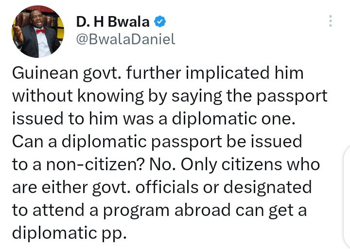 BREAKING 💯 
Guinean Govt Implicated Tinubu By Saying Passport Issued To Him Was A Diplomatic One -Bwala
news-af.feednews.com/news/detail/3e…