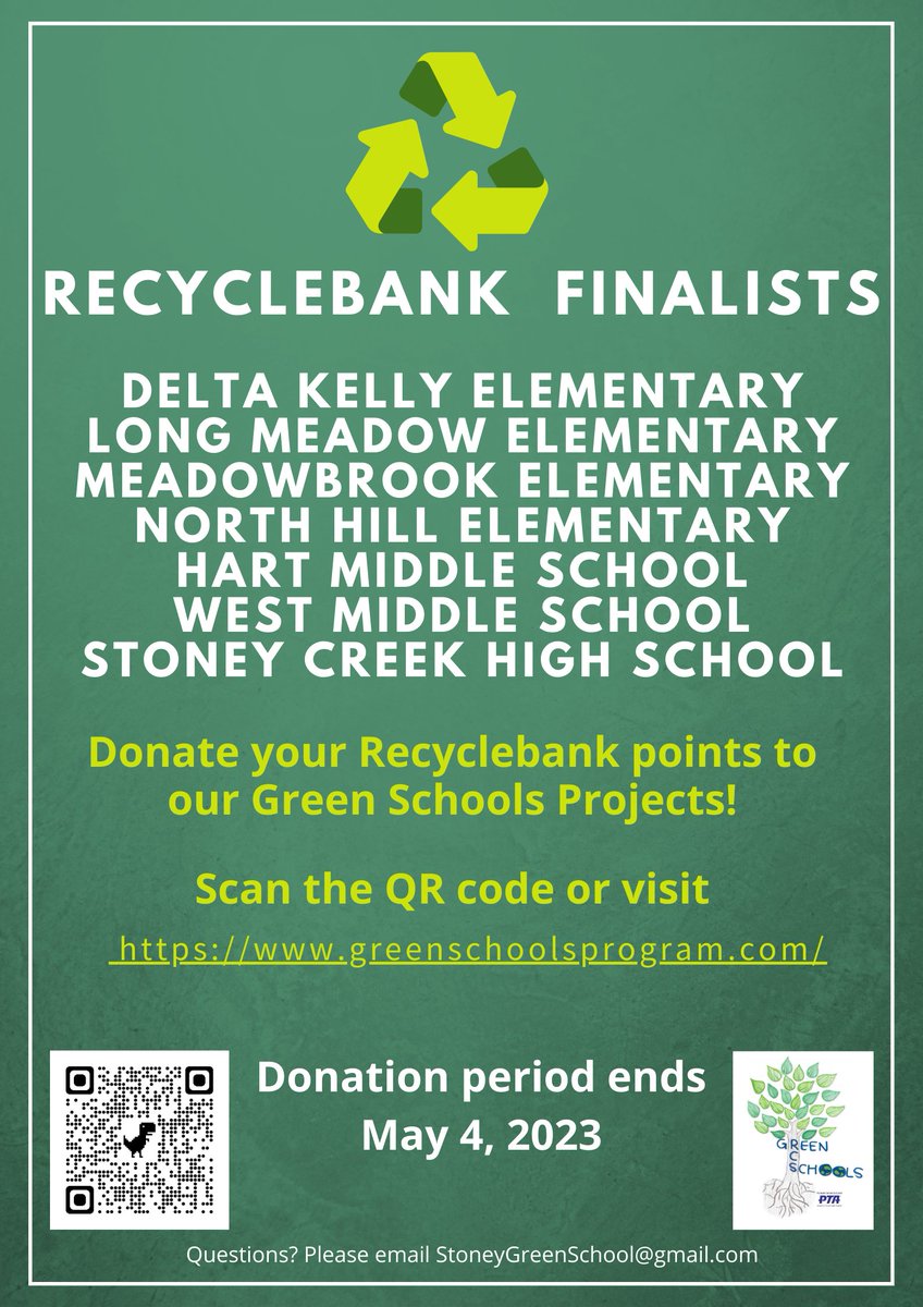rochcommschools's tweet photo. WE NEED YOUR HELP! Our @RochesterPTA volunteers lead great green projects. @RochesterHills residents can donate their Recyclebank points to support green  initiatives across RCS.

PLEASE DONATE YOUR POINTS! THE DEADLINE IS MAY 4. More info at: https://t.co/uf7s6LByCJ. #RCSpride https://t.co/E9nUM9duw6