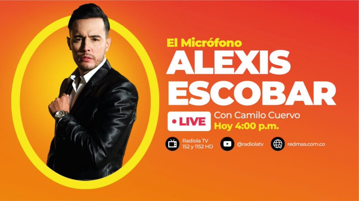 RadiolaTV's tweet photo. ¡Alexis Escobar hoy a las 4 PM en ‘El Micrófono’ de #RadiolaTv!
El cantante de música #popular hablará desde su lado más íntimo sobre su vida y su música ¿Se medirá a los retos de Camilo Cuervo? 😱
📌 La entrevista en: https://t.co/GZblcaAcea https://t.co/lpQTV1nxoU