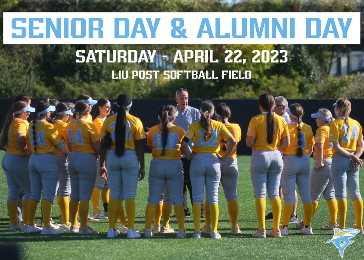 LIUSoftball's tweet photo. It’s almost time! Will you be here this weekend for Alumni and Senior Day 2023? #liusb #finsup #welcomeback https://t.co/GLT5fFFtLF