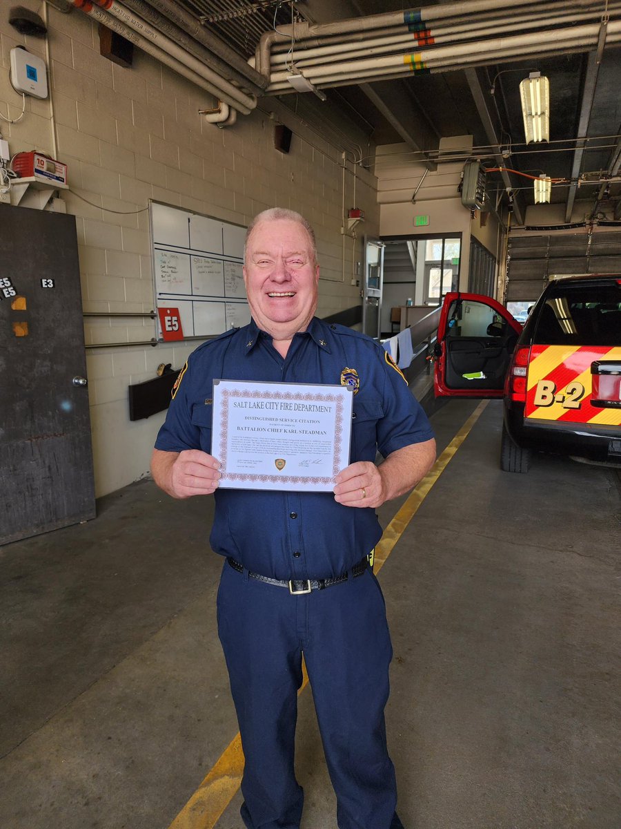 Earlier this week, I had the privilege of recognizing <a href="/slcfire/">Salt Lake City Fire Department</a> Battalion Chief Karl Steadman. BC Steadman’s incident command skills are some of the best. It was great to honor his contributions to last fall’s 5-alarm Sugar House fire. Thanks Karl for all you do for us!