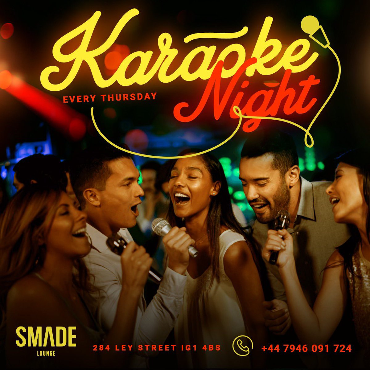 smadelounge's tweet photo. Enjoyment crew This Thursday we’re back with the Karaoke Night 🎱🎙 

Followed by the after party 🥳🔥
.
Food-Cocktails-Good vibes 

#SMADElounge #SMADEparties #SmadeEvents #LondonNights #karaokenights  @iamSMADE @Smadeevents @smadelounge https://t.co/N52qMTOPSG