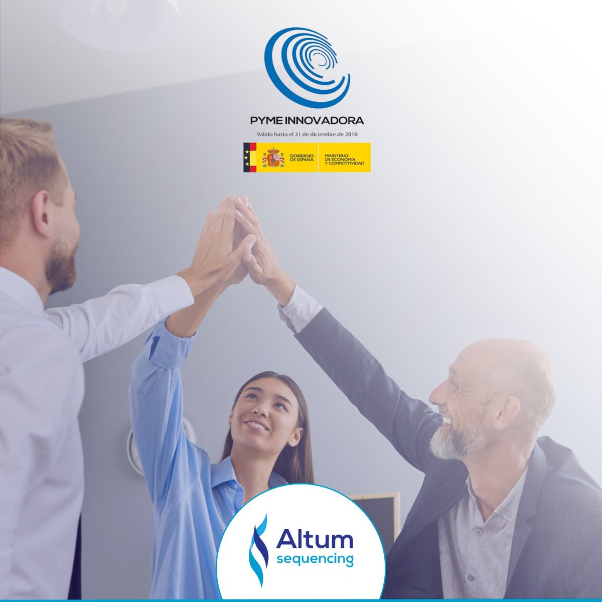 Altum Sequencing consigue el sello Pyme innovadora, un reconocimiento que se otorga a las pequeñas y medianas empresas con carácter innovador. El Ministerio de Ciencia e Innovación concede esta distinción para premiar a aquellas pymes con gran actividad en I+D+i.