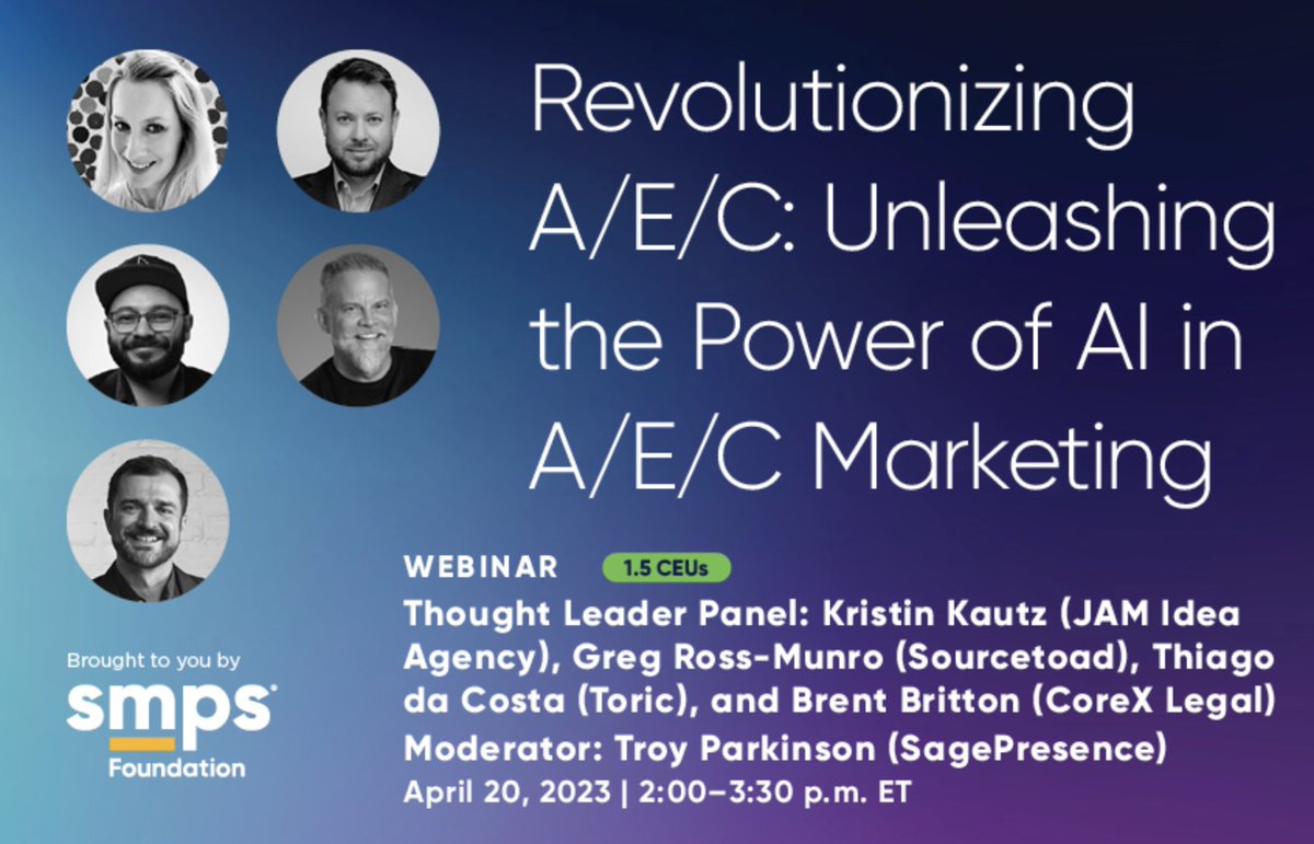 ProjectMark (@projectmark_) on Twitter photo Ready to learn how AI is changing the game in AEC marketing?π€π₯ Join our <a href="/SMPSHQ/">SMPS</a> webinar TODAY to gain valuable insights from industry experts! #AECindustry #webinaralert #marketingAI
bit.ly/42FgNwK Ready to learn how AI is changing the game in AEC marketing?π€π₯ Join our <a href="/SMPSHQ/">SMPS</a> webinar TODAY to gain valuable insights from industry experts! #AECindustry #webinaralert #marketingAI
bit.ly/42FgNwK