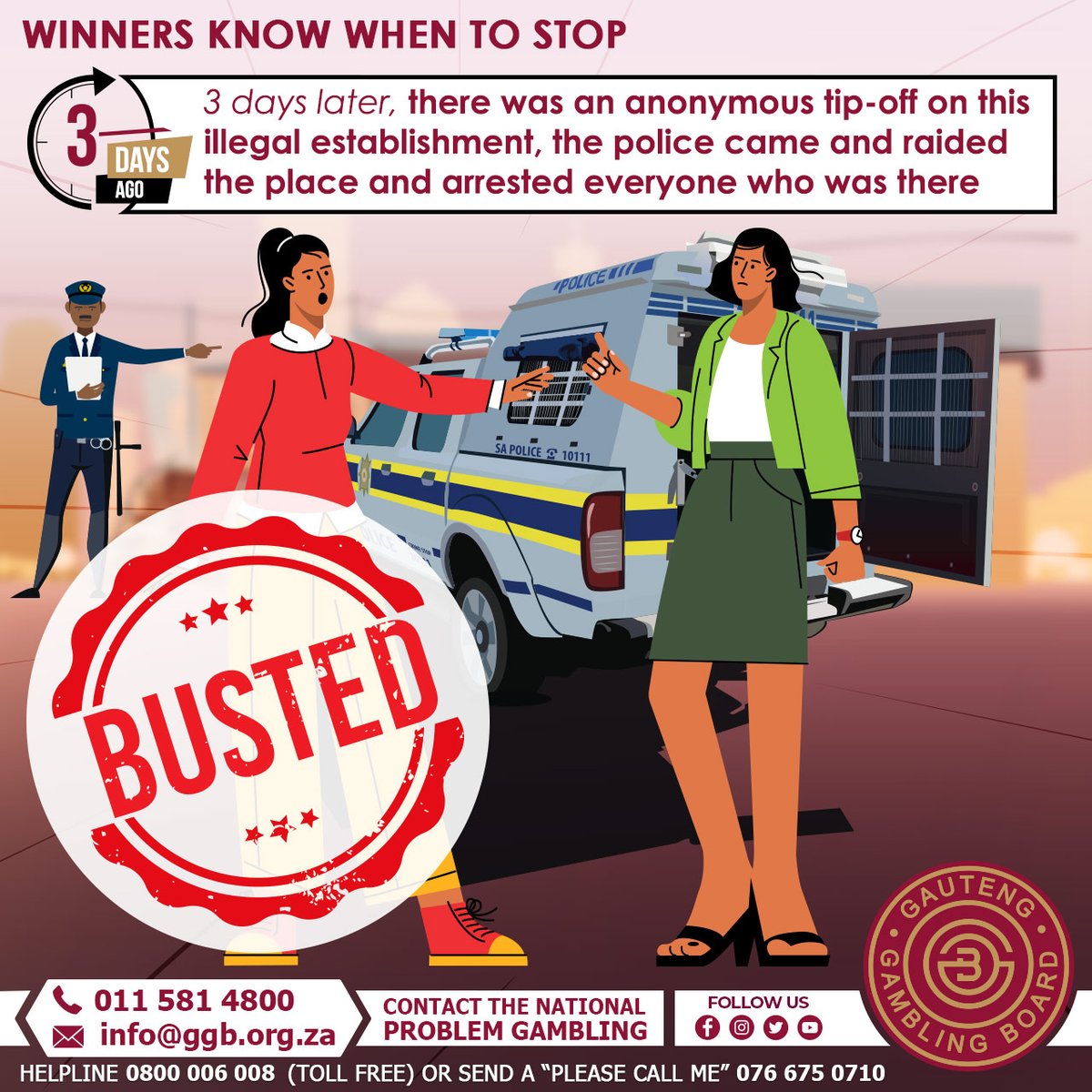 Gautenggamblin's tweet photo. #illegalgambling, #gautenggamblingboard, #gamblesafe, #illegalgamblinghurts, #winnersknowwhentostop, #gambling https://t.co/pPzG3sNNqq