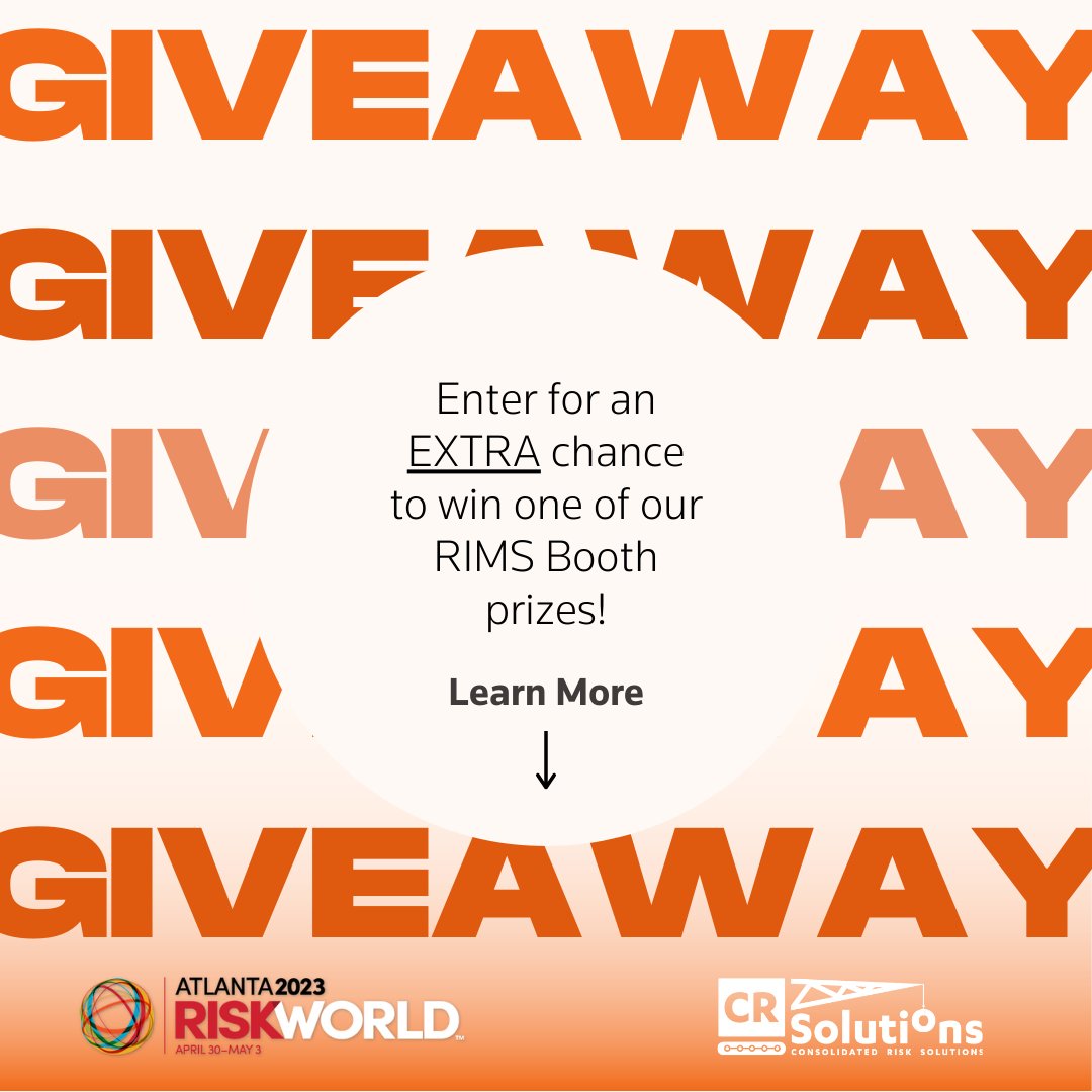 CRSWrapUps's tweet photo. Attention all RIMS RISKWORLD 2023 attendees! Don't miss out on visiting CR Solutions at exhibit booth #1625. Register now at https://t.co/4pBDL6QuJf to enter our booth drawing for an extra chance to win one of our giveaways. #RIMS2023 #insurancetracking #riskmanagement #giveaways https://t.co/9evVmRsIOm