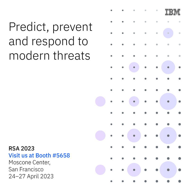 IBMSecurity's tweet photo. Next week at @RSAConference, IBM is unveiling new innovations to help accelerate threat detection and response.

Visit us at Booth N-5658 to learn more and hear cybersecurity experts discuss AI, incident response, and hacking. 👇🏾