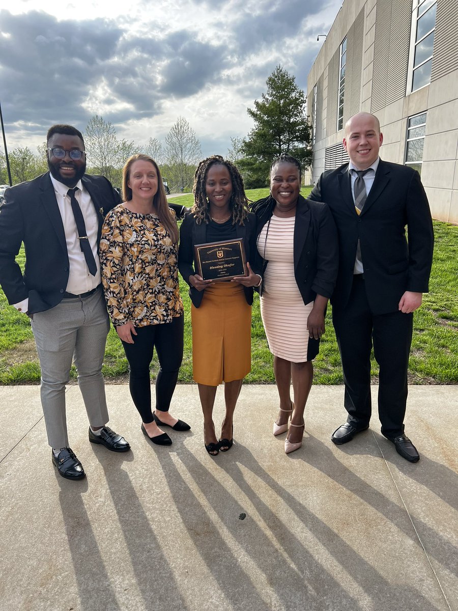 I am incredibly honored to share that I won the Mary Elizabeth Gutermuth  Award for Community Engagement. I hope to continue to impact mycommunity through my applied research, teaching, leadership and service. Special thanks to Andrea Kimura <a href="/DrDebbieD/">Debbie Dougherty</a> <a href="/jbrianhouston/">Brian Houston</a> <a href="/MUGRADDEAN/">Grad School Jeni</a>