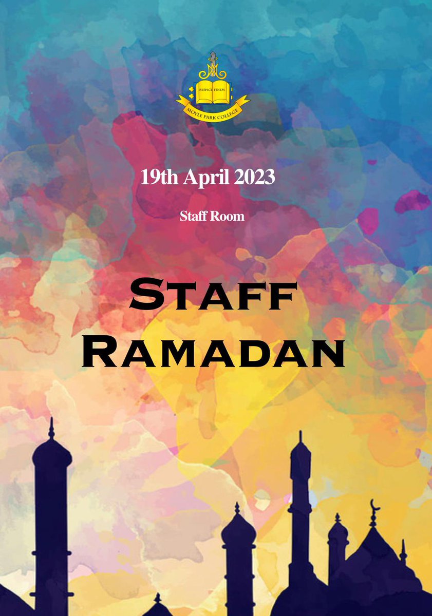 moylepark's tweet photo. Yesterday over 40 members of staff took part in a fast for Ramadan to show our solidarity to the students from the Muslim community @moylepark . We celebrated and broke our fast together with food prepared by TY Muslim students #Ramadan #familyspirit https://t.co/yDoScsdWlI