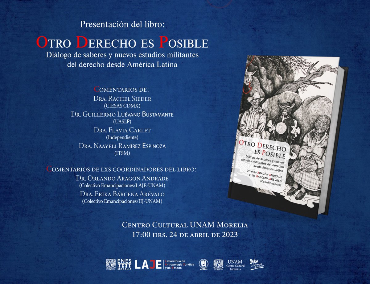 UNAMCultMorelia's tweet photo. No te pierdas la presentación del libro “𝗢𝘁𝗿𝗼 𝗱𝗲𝗿𝗲𝗰𝗵𝗼 𝗲𝘀 𝗽𝗼𝘀𝗶𝗯𝗹𝗲. 𝗗𝗶á𝗹𝗼𝗴𝗼 𝗱𝗲 𝘀𝗮𝗯𝗲𝗿𝗲𝘀 𝘆 𝗻𝘂𝗲𝘃𝗼𝘀 𝗲𝘀𝘁𝘂𝗱𝗶𝗼𝘀 𝗺𝗶𝗹𝗶𝘁𝗮𝗻𝘁𝗲𝘀 𝗱𝗲𝗹 𝗱𝗲𝗿𝗲𝗰𝗵𝗼 𝗱𝗲𝘀𝗱𝗲 𝗔𝗺é𝗿𝗶𝗰𝗮 𝗟𝗮𝘁𝗶𝗻𝗮”, ¡Te esperamos! https://t.co/HmEjaLgpOM