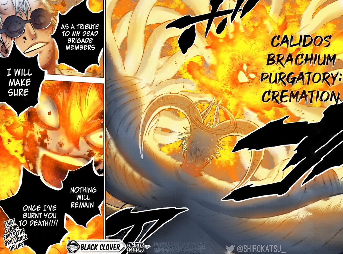 Shirokatsu_'s tweet photo. „Nothing will remain once I’ve burnt you to DEATH!!!!!“
Black Clover CH.358 coloring for @OPSCANS 🙏
#ブラッククローバー #mereoleona #BC358 #BCSpoilers https://t.co/9CSigKX6mB