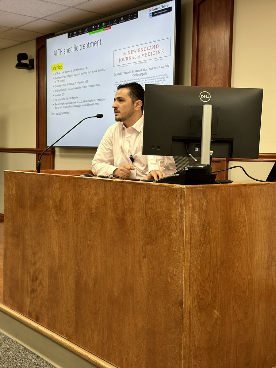 MonteWakeIM's tweet photo. @Mustafa_AlTaee9 supported by Dr. Tauras @MonteHeart, going over Cardiac Amyloidosis for Noon Conference.

Take home messages:
🔺Be cautious with diuretics, especially in the outpatient setting 
🔺In ATTR, don’t forget to pair 99mTc-PYP with serum and urine protein studies https://t.co/5AwCx9gPmK