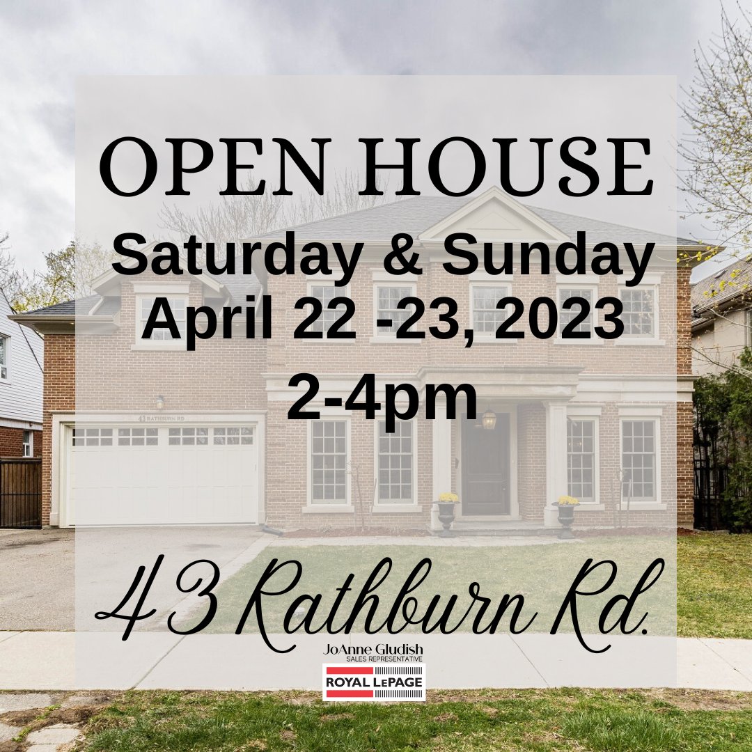 JGludish's tweet photo. Please join us this weekend for an OPEN HOUSE at 43 Rathburn Rd.
Saturday April 22nd & Sunday April 23rd, 2023.
2-4pm
Come & see for yourself!
#TorontoRealEstate #TorontoRealEstateAgent #EtobicokeRealEstate #Etobicoke #Toronto #OpenHouse #OpenHouseEtobicoke #OpenHouseToronto https://t.co/wpROUENBgB