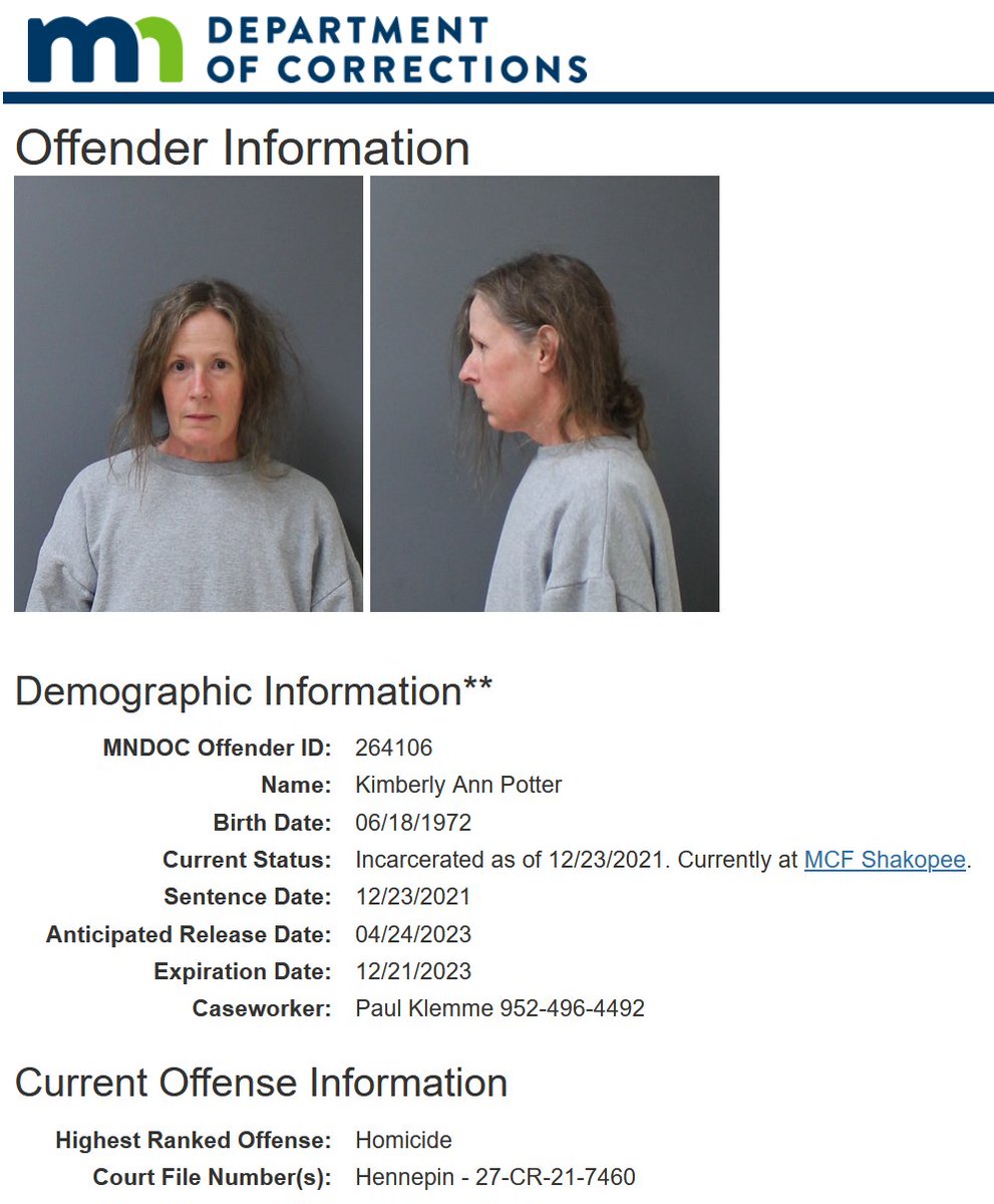 Amazing new mugshot of Kim Potter days prior to her release from prison on April 24 (Monday) for killing #DaunteWright.