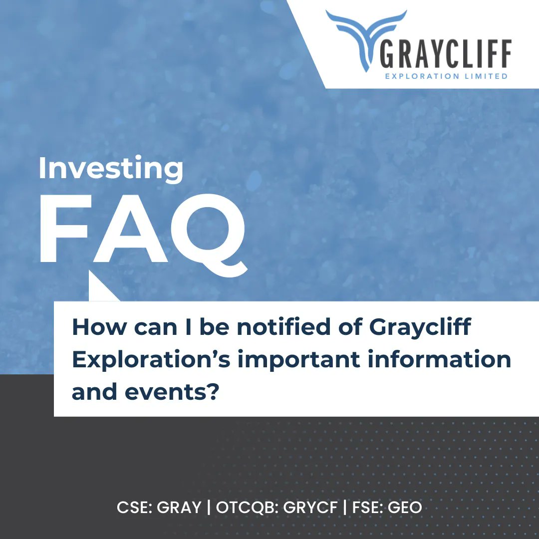 GraycliffExplor's tweet photo. A: You can contact us at: info@graycliffexploration.com or sign up for our Investor Newsletter on our website!

Visit our website to learn more about transfer agents. https://t.co/vPYrGwPrs5

$GRAY $GRAY.C $GRYCF https://t.co/gs2DmvbhBp