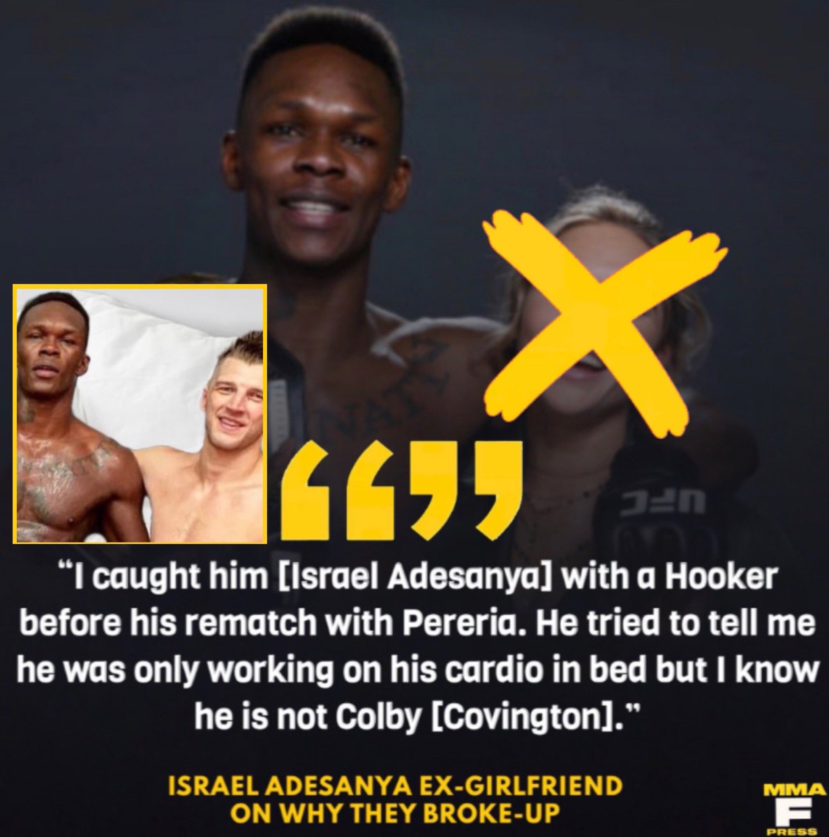 mmadailymemes's tweet photo. Israel Adesanya ex-girlfriend revealed reason for the break-up…Was having an affair with Dan Hooker. https://t.co/pNGg5wbVNr