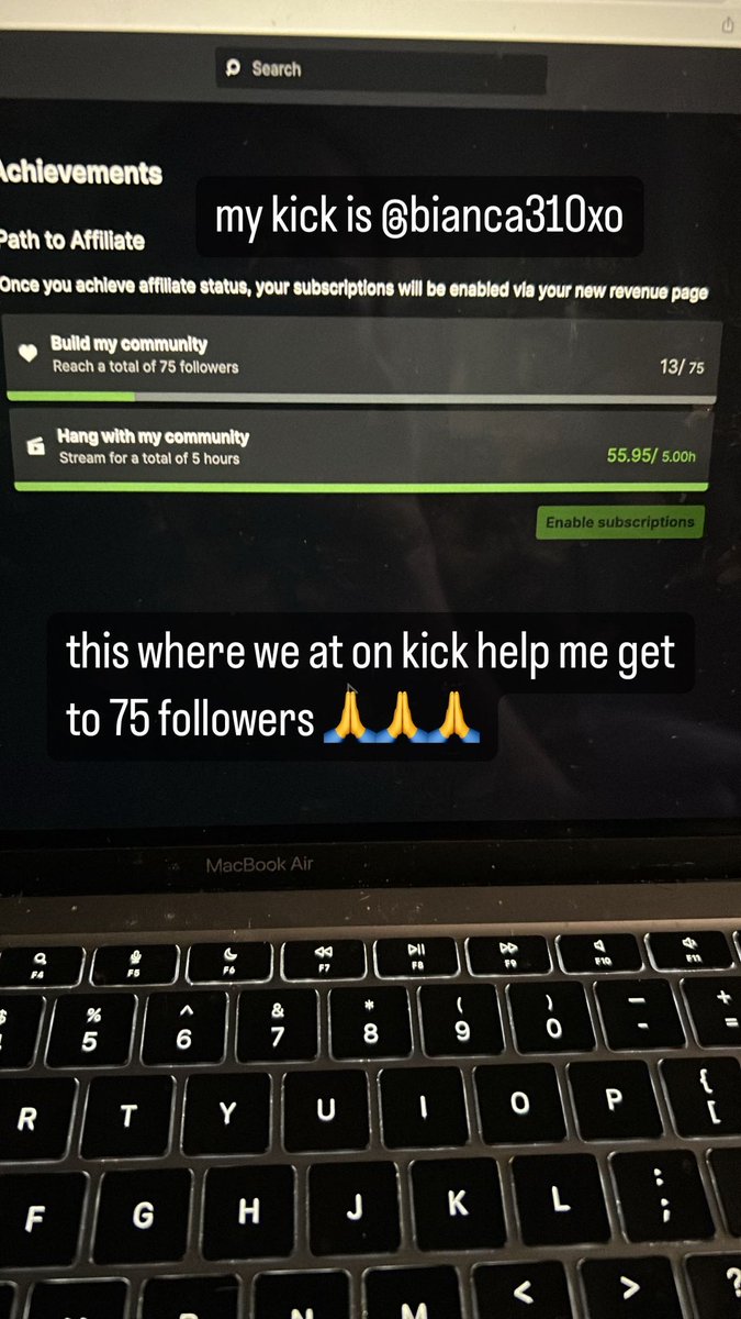 Bianca310xo's tweet photo. 62 more followers ? anyone wanna help me out 🙃? #kickstreamer #pathtokickaffiliate #fpsstreamer #supportsmallstreamers #latinastreamer #bilingualstreamer
https://t.co/zOpO8RQdw9 https://t.co/dTpclwWJf6