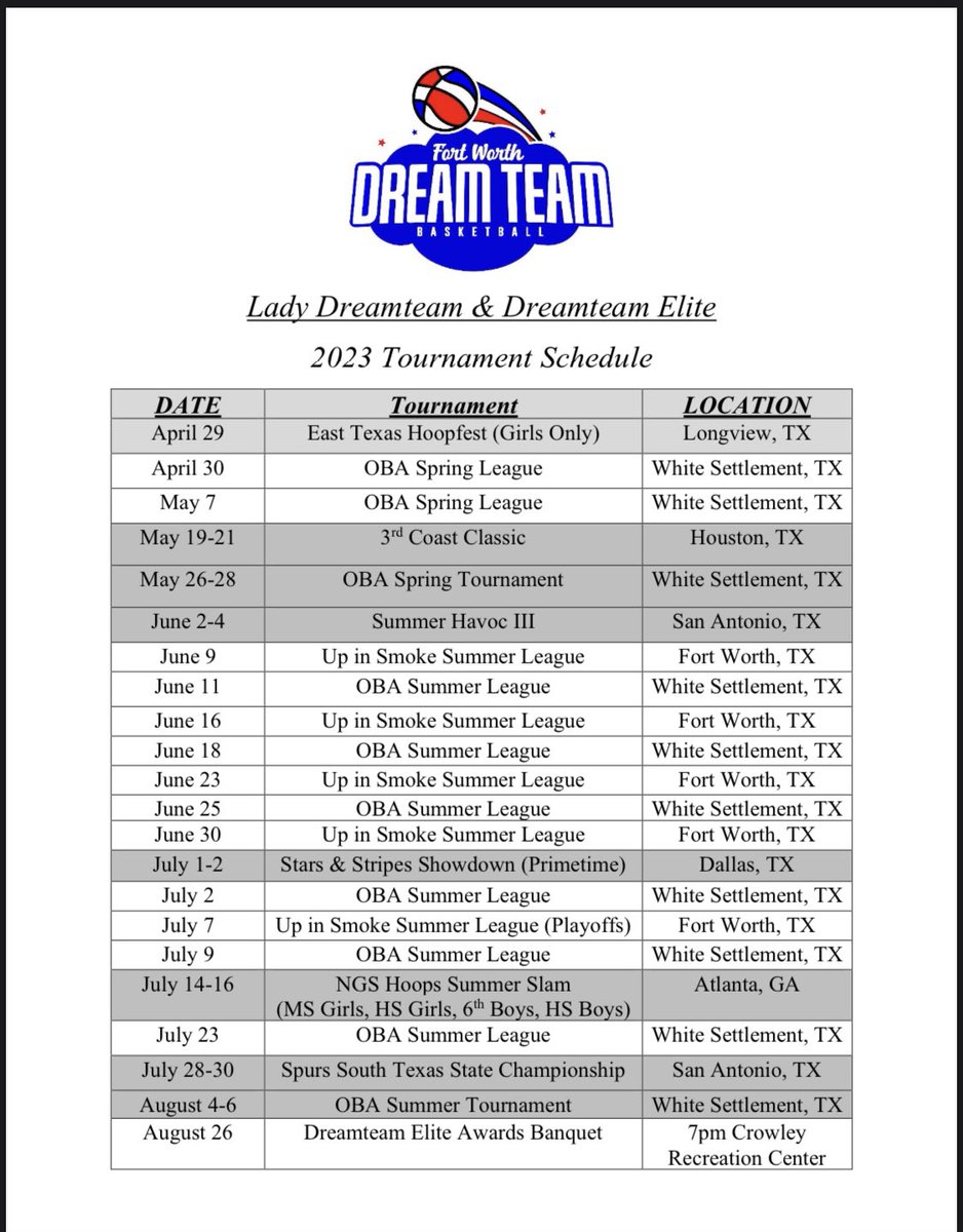LDTElite's tweet photo. Summer Schedule 🏀 https://t.co/LFXQZUd8WP