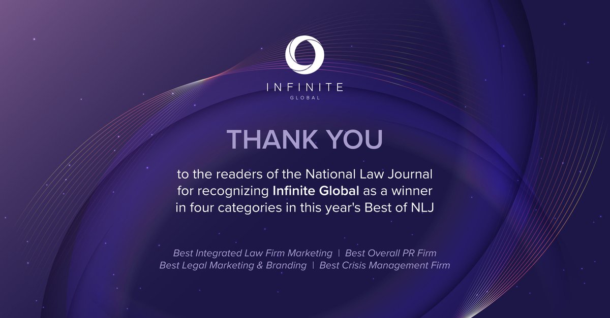 We are proud to announce our recognition in four categories of <a href="/TheNLJ/">National Law Journal</a> 2023 “Best Of” edition. 

Read more: lnkd.in/eiJbSzpZ

#BestOfNLJ #CrisisManagement #LegalMarketing #PR