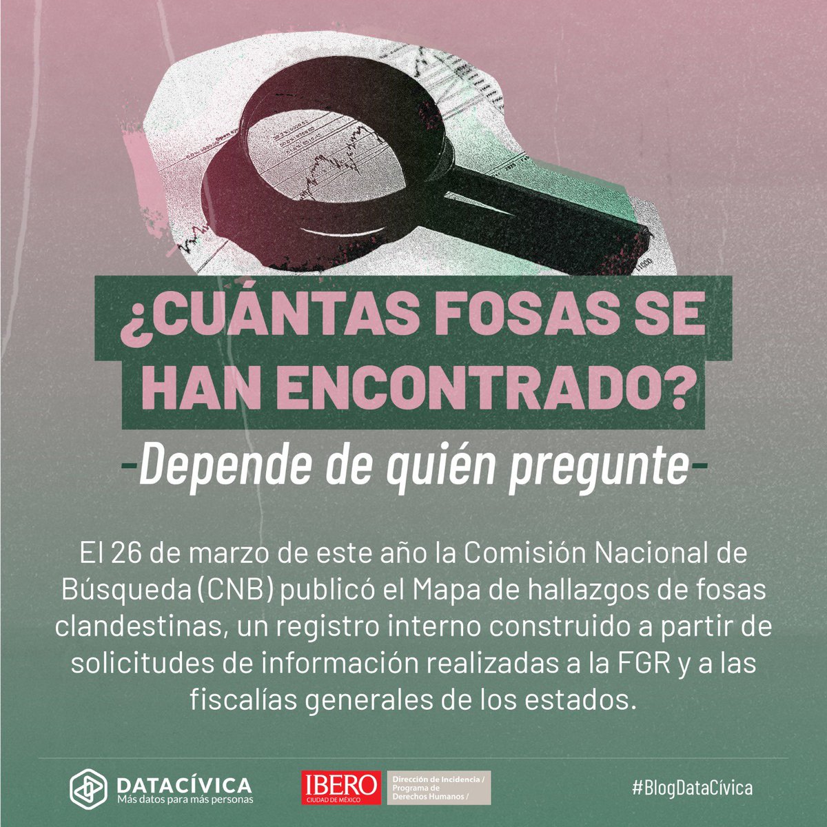 PDHIBERO's tweet photo. “¿Cuántas fosas se han encontrado? Depende de quién pregunte”🔎
YA está DISPONIBLE el texto que realizamos con @Datacivica donde visibilizamos la enorme diferencia de lo reportado a organizaciones ciudadanas y la Comisión Nacional de Búsqueda. 
Consútalo: https://t.co/vG9I9AB2Gc https://t.co/eBIFLrTTED
