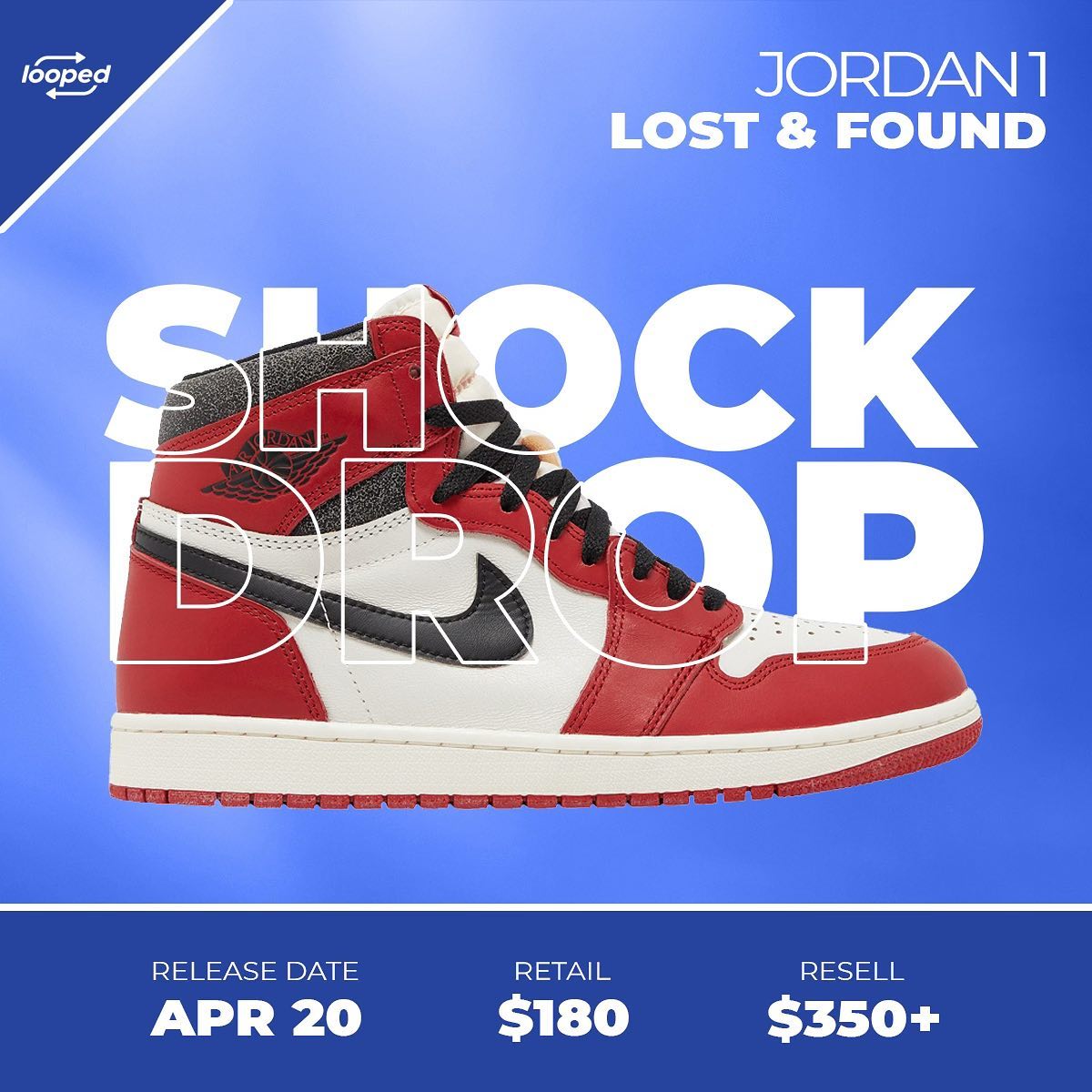 looped_io's tweet photo. The Jordan 1 High Lost and Found released today via shock drop and members had information about this shock drop almost 24 hours before! There is a huge resell value ad there is a lot of demand for this shoe and members will make tons of profit if they decide to sell!

If you wan https://t.co/qk8l701Dp0