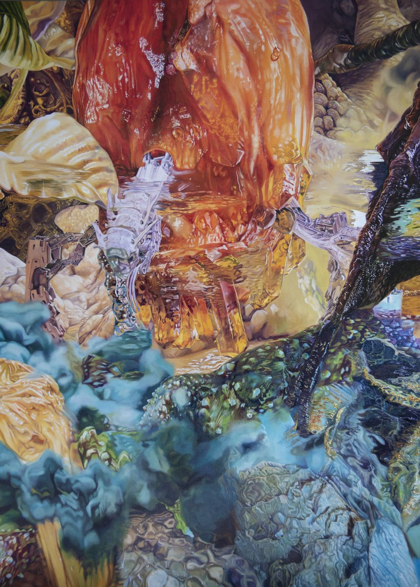 studioantimundo's tweet photo. Our most recent #painting
Antimundo 00S. Oil painting on canvas
> studio #ANTIMUNDO
On view from May 27 at Radius CCA, in Delft
> the original image, used for the oil painting, was generated by means of a customized #neuralnetwork + #Blender3D ... a mighty creative combination https://t.co/UZy8oqD5hC