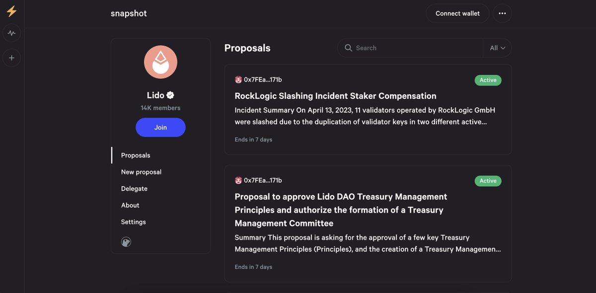 LidoFinance's tweet photo. LDO holders! We have 2 new Snapshots for you 🗳️

1⃣ Approve Lido DAO Treasury Management Principles &amp; authorize formation of a Treasury Management Committee.
2⃣ RockLogic slashing incident staker compensation.

https://t.co/E7cZTHx09k

More details below 👇 https://t.co/lYnT4yccG1