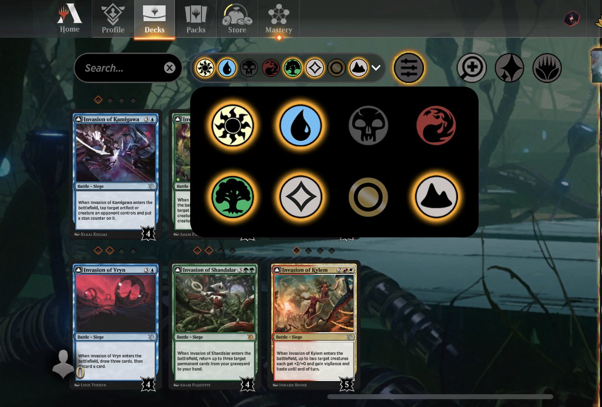 keegangbrown's tweet photo. @Wizards_Help Land filtering in the latest @MTG_Arena  update for iOS appears to be completely broken. https://t.co/BkOkRsOgfn