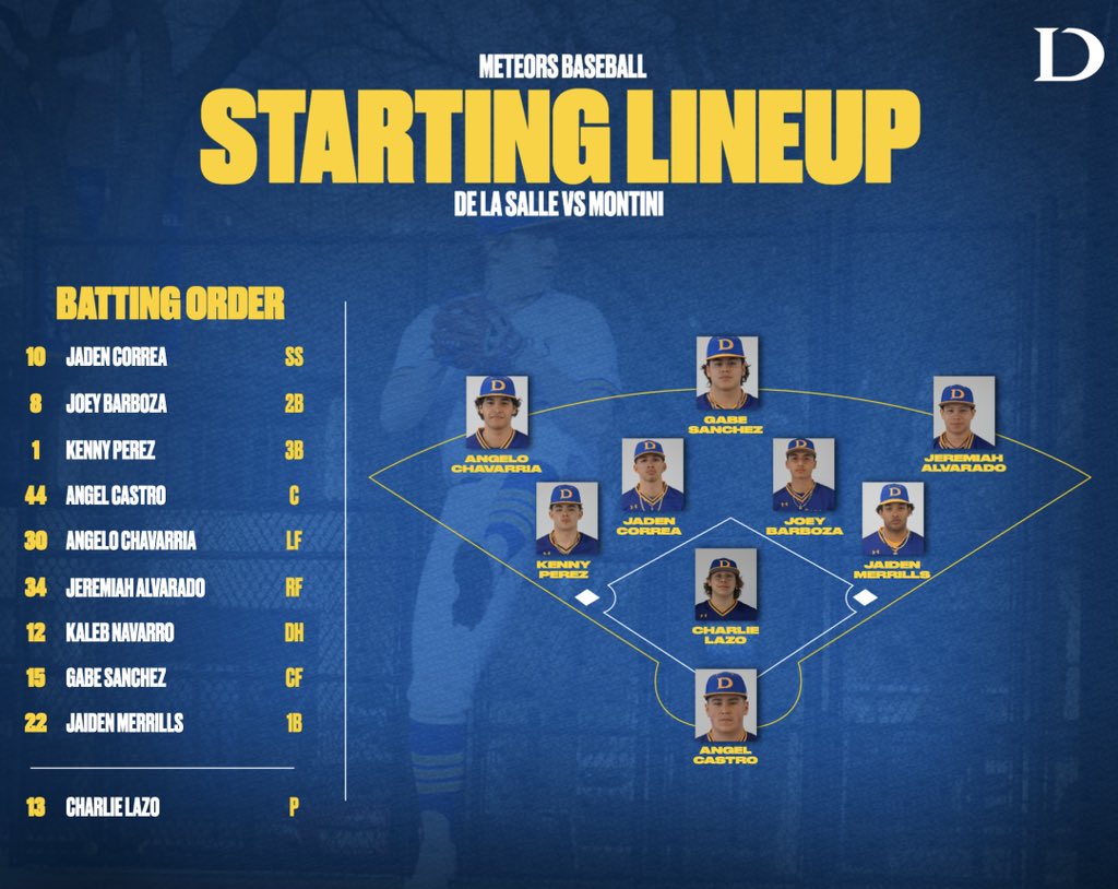 The Meteors are back in action today as they will take on Montini Catholic 

⏰4:30pm
📍De La Salle
📊 web.gc.com/p/teams/Wb32J0…
🎥 nfhsnetwork.com/events/de-la-s…
⬇️ Starting Lineup