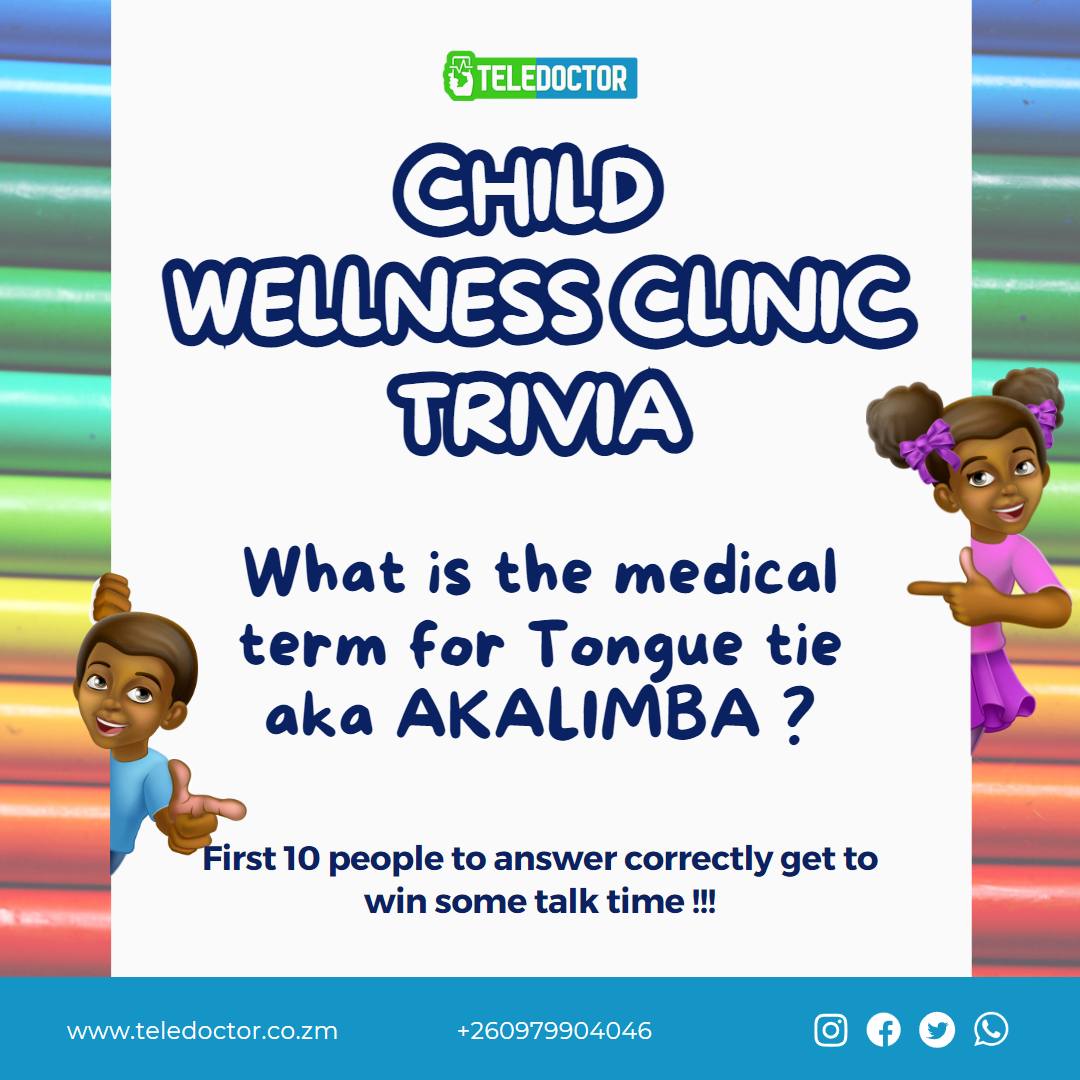 teledoctorzm's tweet photo. ITS TRIVIA TIME!!!
Let's have a little Trivia! The first 10 people to quote this tweet with the correct answer get to win K10 talktime.Let's get our twitter fingers working!
#childwellness #parenting #paediatrician #healthcare #teledoctor https://t.co/zmNcBs6Cpx