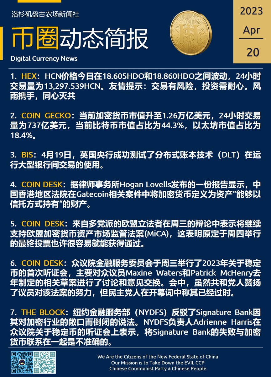 niveau0218's tweet photo. 《币圈动态简报》2023/04/20
#FreeMilesGuo
#盘古新闻社 https://t.co/mWB7tJELcO