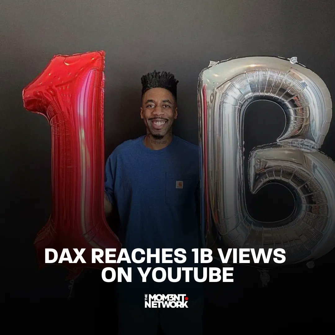 THEMOM3NTNET's tweet photo. Yesterday, Nigerian Canadian rapper @thatsdax surpassed 1B views on #YouTube.
Congratulations Dax ๐ฅ๐ฏ
#THEMOM3NT #Dax #Rap #Rapper #Hiphop #CanadianRap #CanadianHipHop https://t.co/KYCmkpXzBm