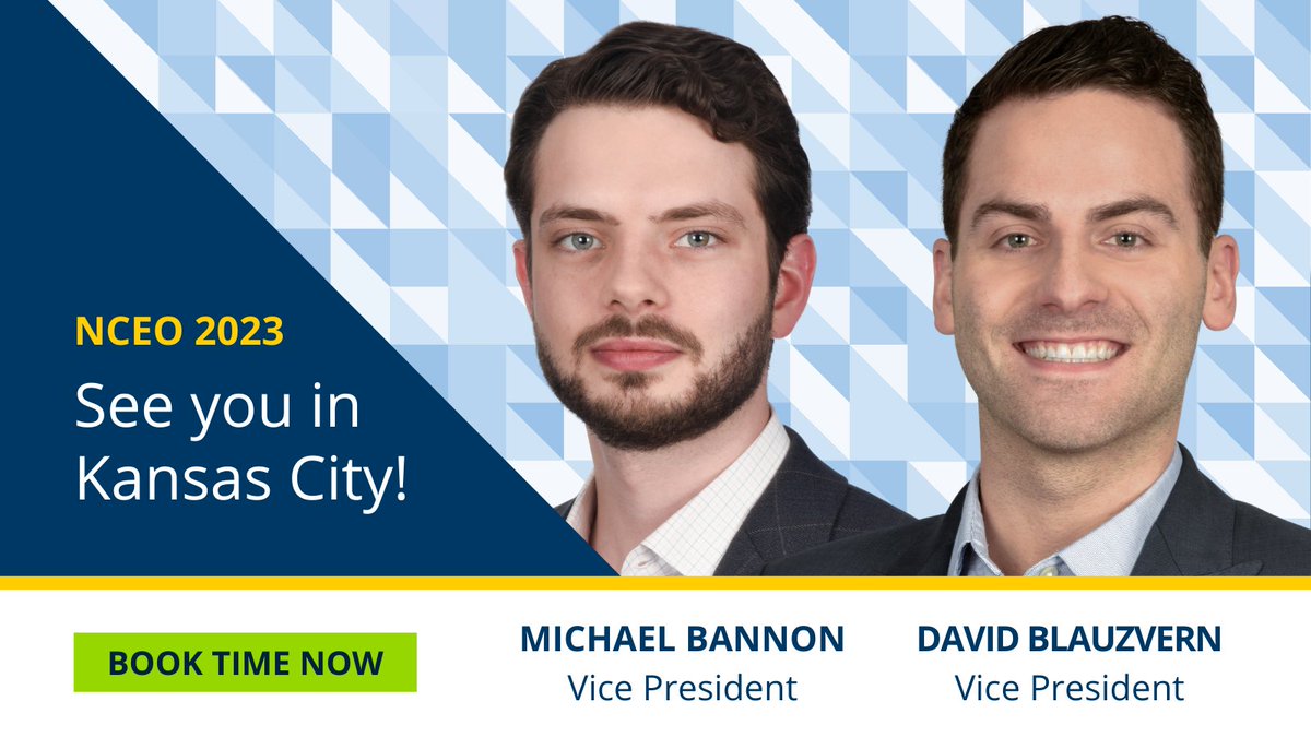 Heading to the #NCEO Annual Conference? Meet Michael Bannon and David Blauzvern at Booth 29, or book a one-on-one meeting: meetings.hubspot.com/dblauzvern

We're excited to catch up with clients, partners, and the entire #ESOP community at <a href="/theNCEO/">NCEO</a> 2023!
