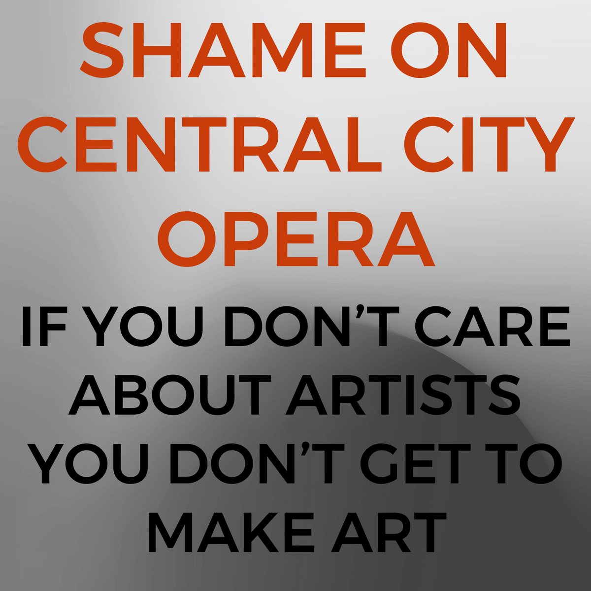 Hey friends – please unfollow @ccityopera and join the #DigitalBoycottCentralCityOpera

Their union busting tactics are endangering all of our union-negotiated contracts.