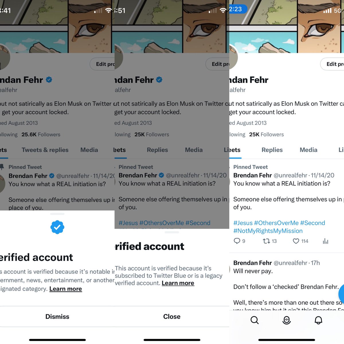 unrealfehr's tweet photo. The ‘evilution’ of @Twitter and #AlwaysMusty @elonmusk https://t.co/hVA5EuMkLa