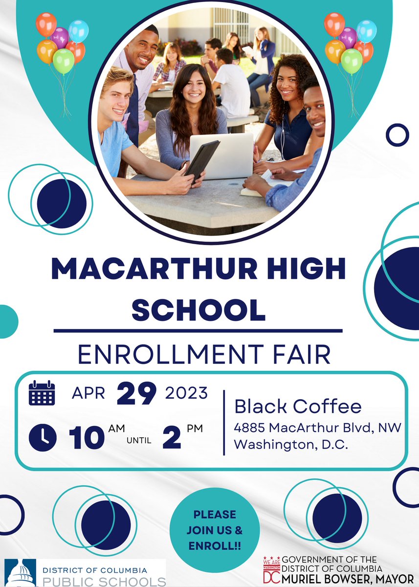 MacArthur High School (DCPS) (@macarthur_dcps) on Twitter photo Join us next Saturday, April 29th from 10:00-2:00 pm for our Enrollment Fair. Thank you to <a href="/BlackCoffeeDC/">Black Coffee</a> for hosting us. There will be giveaways, raffles, gift cards and more. Learn more about the school. Meet Principal McCray & some MacArthur Staff. See you there! Join us next Saturday, April 29th from 10:00-2:00 pm for our Enrollment Fair. Thank you to <a href="/BlackCoffeeDC/">Black Coffee</a> for hosting us. There will be giveaways, raffles, gift cards and more. Learn more about the school. Meet Principal McCray & some MacArthur Staff. See you there!