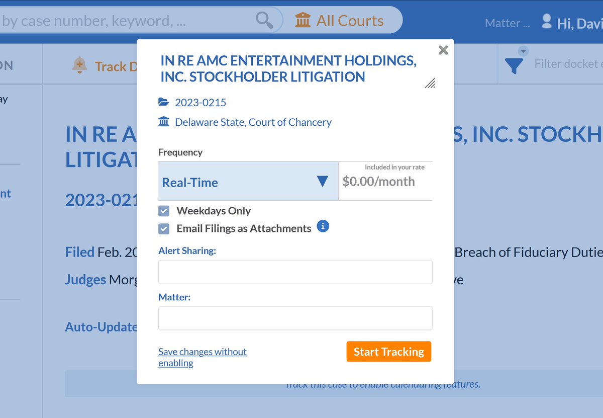 DocketAlarm's tweet image. With Docket Alarm's case tracking feature, you can easily stay up-to-date on any case. Receive updates on tracked cases and get filings delivered straight to your inbox. #legaltech #docketalarm

Log in or sign up now: hubs.li/Q01MgMVG0
