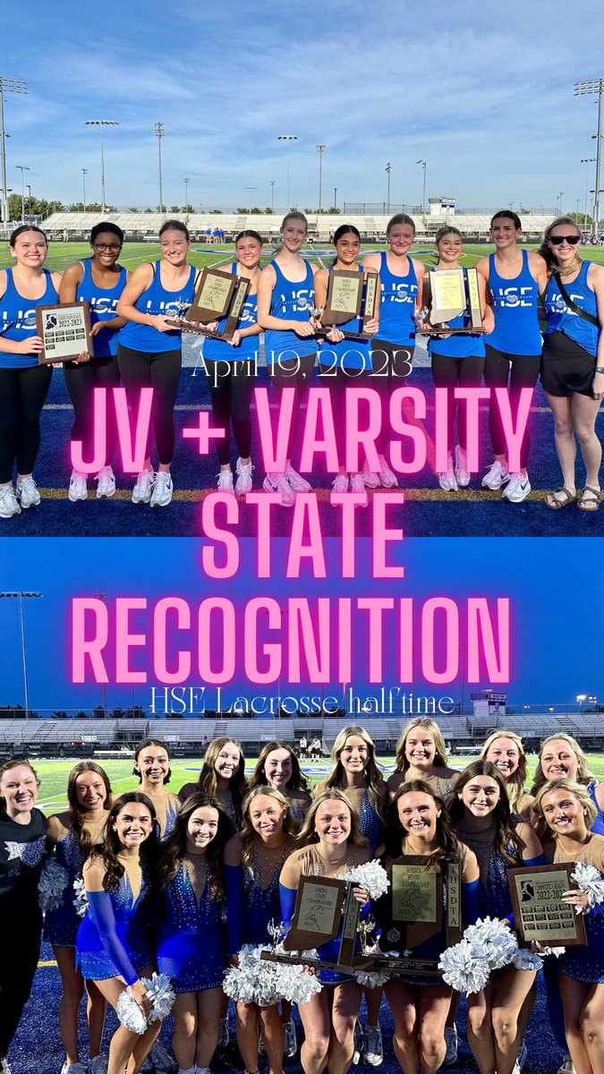 So proud, honored, and thankful to be recognized by our HSE family for our accomplishments at the IHSDTA State Finals, last night 💙 Thank you @hse_lacrosse for having us perform at halftime!! We love supporting and cheering on our fellow Royals! ✨