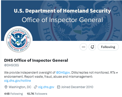 ReichlinMelnick's tweet photo. Having a blue check was pretty meaningless, but losing verification for government agencies and government officers is a real problem.

For example, ICE Enforcement and Removal's Twitter account is now unverified. So is ICE HSI, USCIS, and the DHS Office of Inspector General. https://t.co/YFTgpMKnzD
