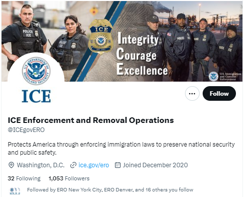 ReichlinMelnick's tweet photo. Having a blue check was pretty meaningless, but losing verification for government agencies and government officers is a real problem.

For example, ICE Enforcement and Removal's Twitter account is now unverified. So is ICE HSI, USCIS, and the DHS Office of Inspector General. https://t.co/YFTgpMKnzD