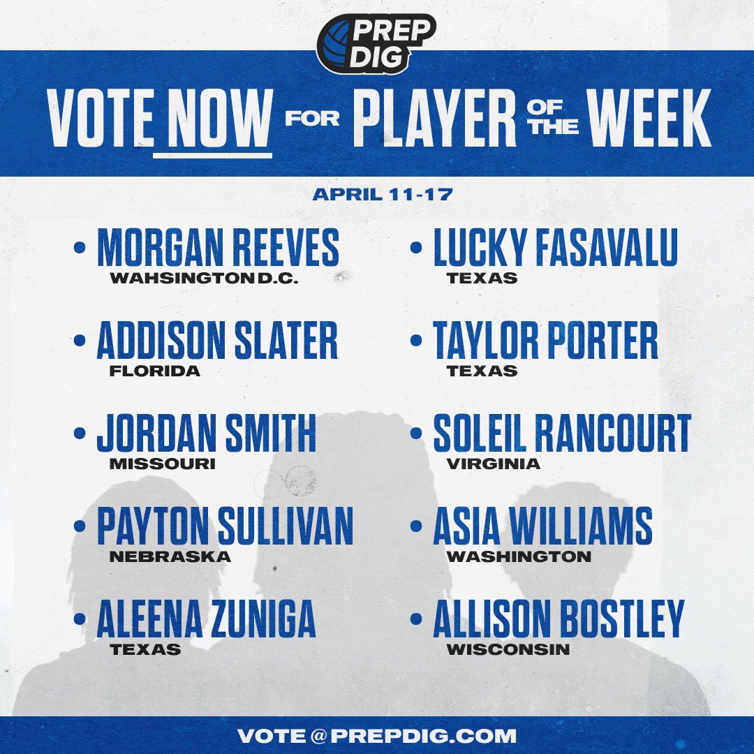 🔔 The <a href="/PrepDig/">Prep Dig 🏐</a> Player of the Week voting is now 𝐋𝐈𝐕𝐄! 

Voting ends Sunday 11:59 PM CT. 
Vote here: prepdig.com/player-of-the-…