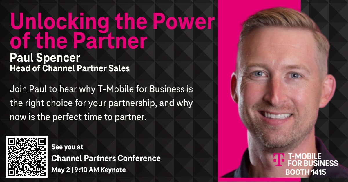 tier4ts's tweet photo. Our very own Head of Channel Partner Sales, Paul Spencer, will be delivering a keynote speech at #CPEXPO!

Join us on May 2nd at 9:10 AM PT as Paul shares his insights and strategies for success in Channel. https://t.co/qjFj7VX7ud

#TMOPartnerProgram | #TMobileforBusiness https://t.co/5jPelHk5FS