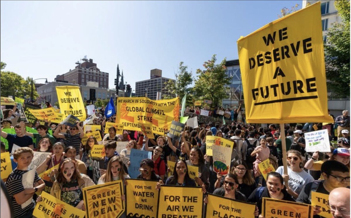 JeromeFosterII's tweet photo. The Green New Deal isn't just a resolution it is a revolution. Today @AOC &amp; @SenMarkey reintroduced the Green New Deal ahead of Earth Day, we committing to the fight for climate justice and sending a clear message to Republicans &amp; President Biden: We Demand a #GreenNewDeal! https://t.co/C9etJsIRhx