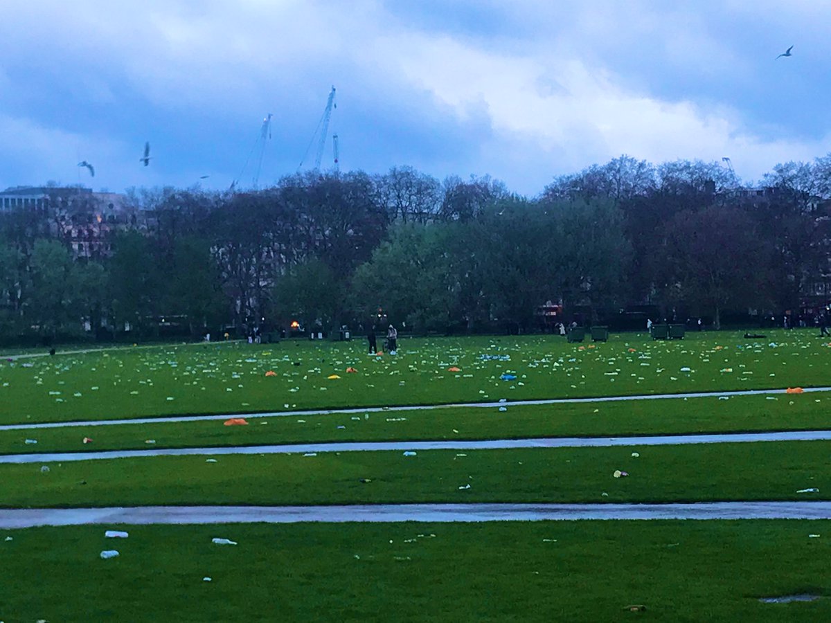 #streetsforall 🌧 🌧 💨 So today’s 4/20 cannabis smoking event was pretty much a washout… but it hasn’t stopped them from trashing #hydepark420 #hydepark @MPSRoyal_Parks @PDimoldenberg