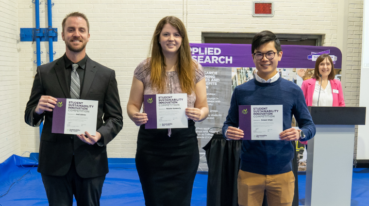 SaskPolytech's tweet photo. Today students pitched innovative ideas to solve sustainability challenges for a chance to win a spot at UNITE’s Camp 2030 in upstate New York as part of Saskatchewan Polytechnic’s first annual Sustainability Day.  https://t.co/c6PrELEpx8 https://t.co/yoV6a7GHdf